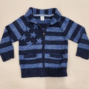 🐻 2T Baby Gap boys Blue Stripes and Stars zip cardigan *Excellent Condition*